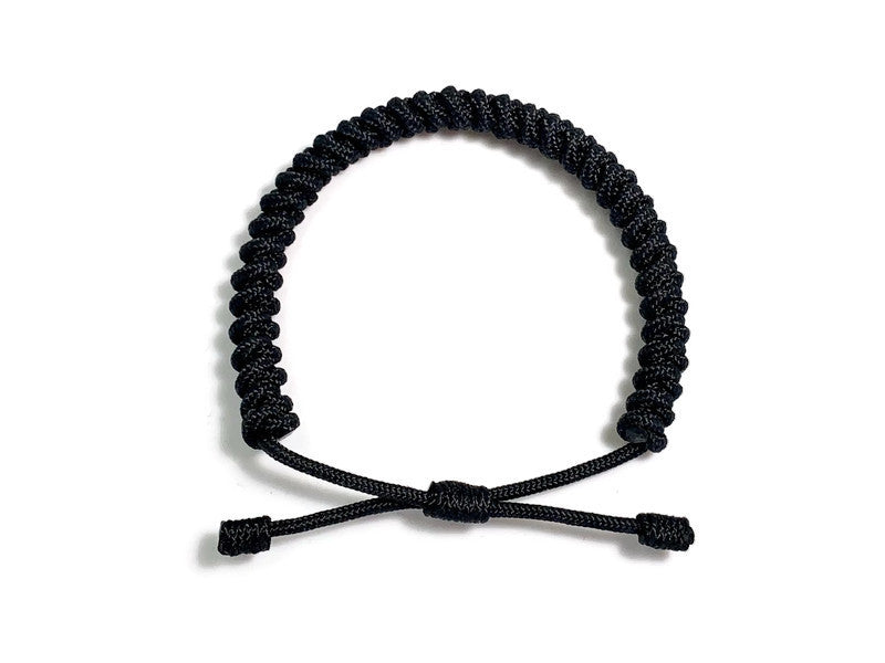 Engineered Slim Black Rope Bracelet