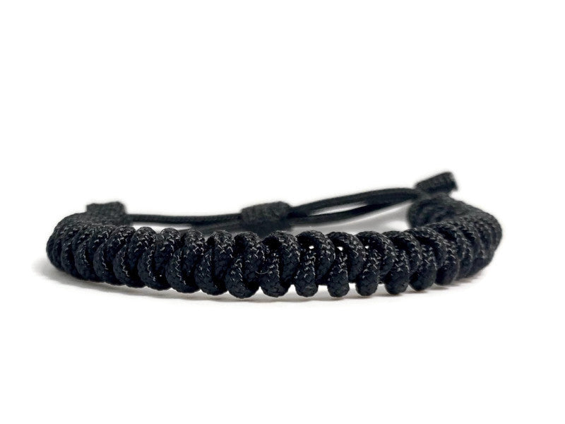 Engineered Slim Black Rope Bracelet