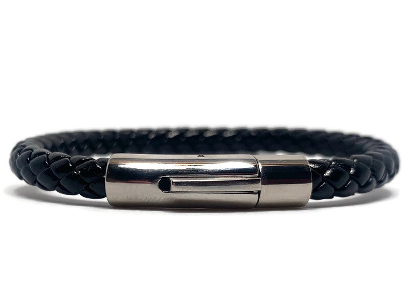 Slim Black Leather Bracelet