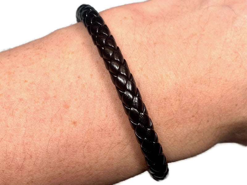 Slim Black Leather Bracelet