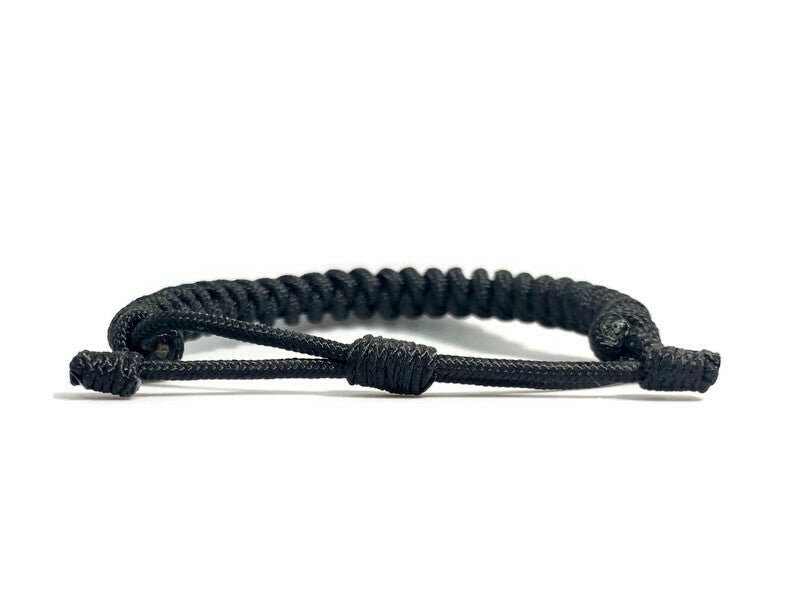 Engineered Slim Black Rope Bracelet