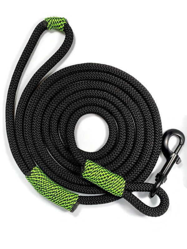 Engineered Jet Black Rope Leash in Electric