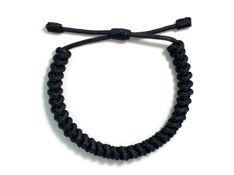 Engineered Slim Black Rope Bracelet