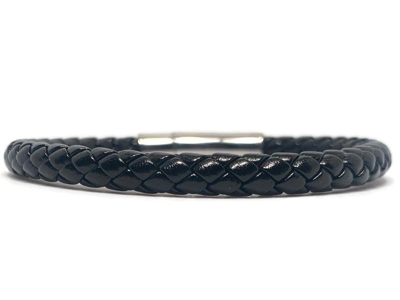 Slim Black Leather Bracelet