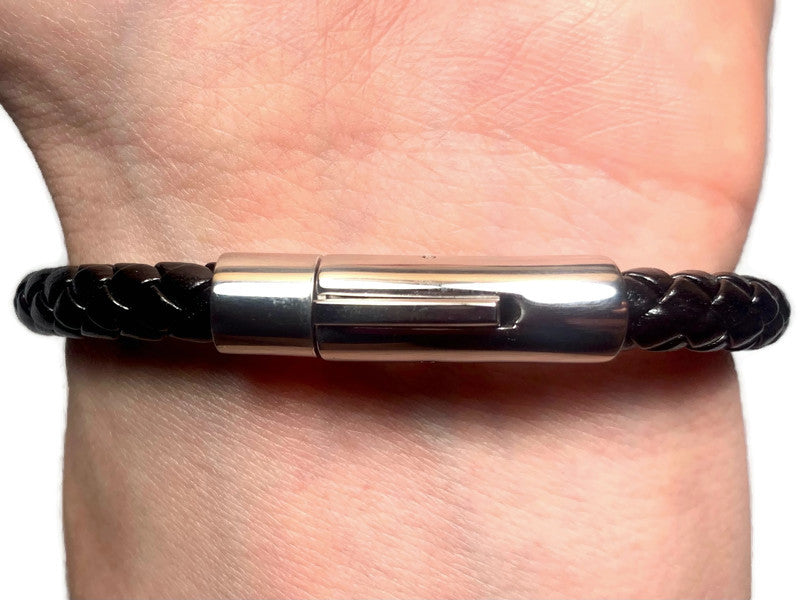 Slim Black Leather Bracelet