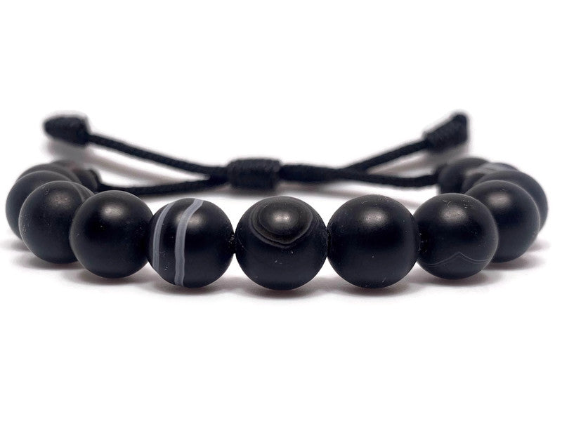 Engineered Black Stripes Beaded Bracelet